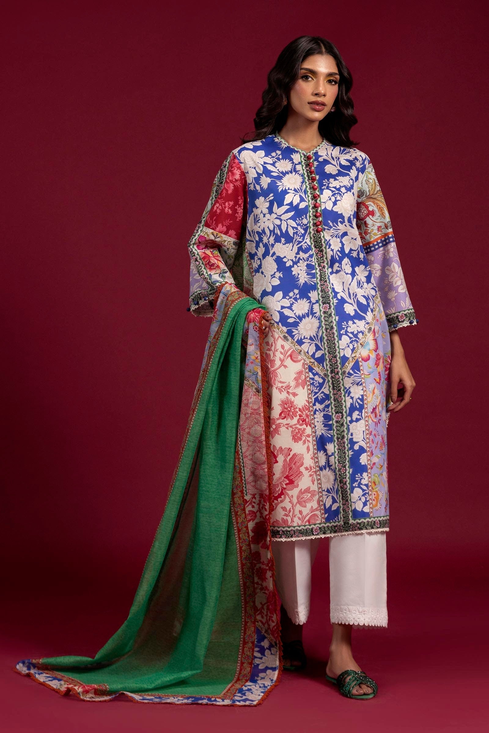 Unstitched Lawn 2 Piece Suit  H251-006A-2D (RTS)