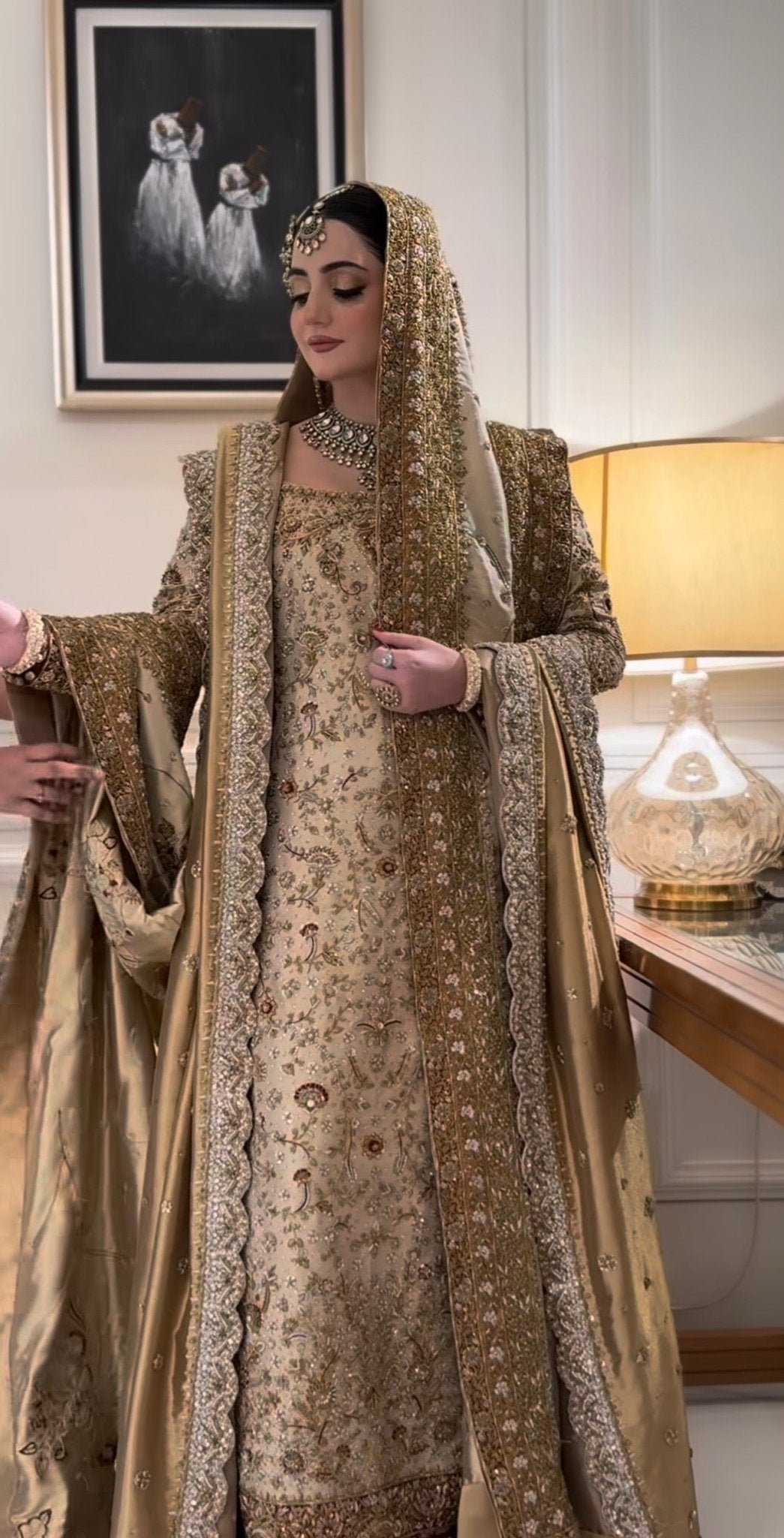 Haris Shakeel – Maharani Ivory Gold Style