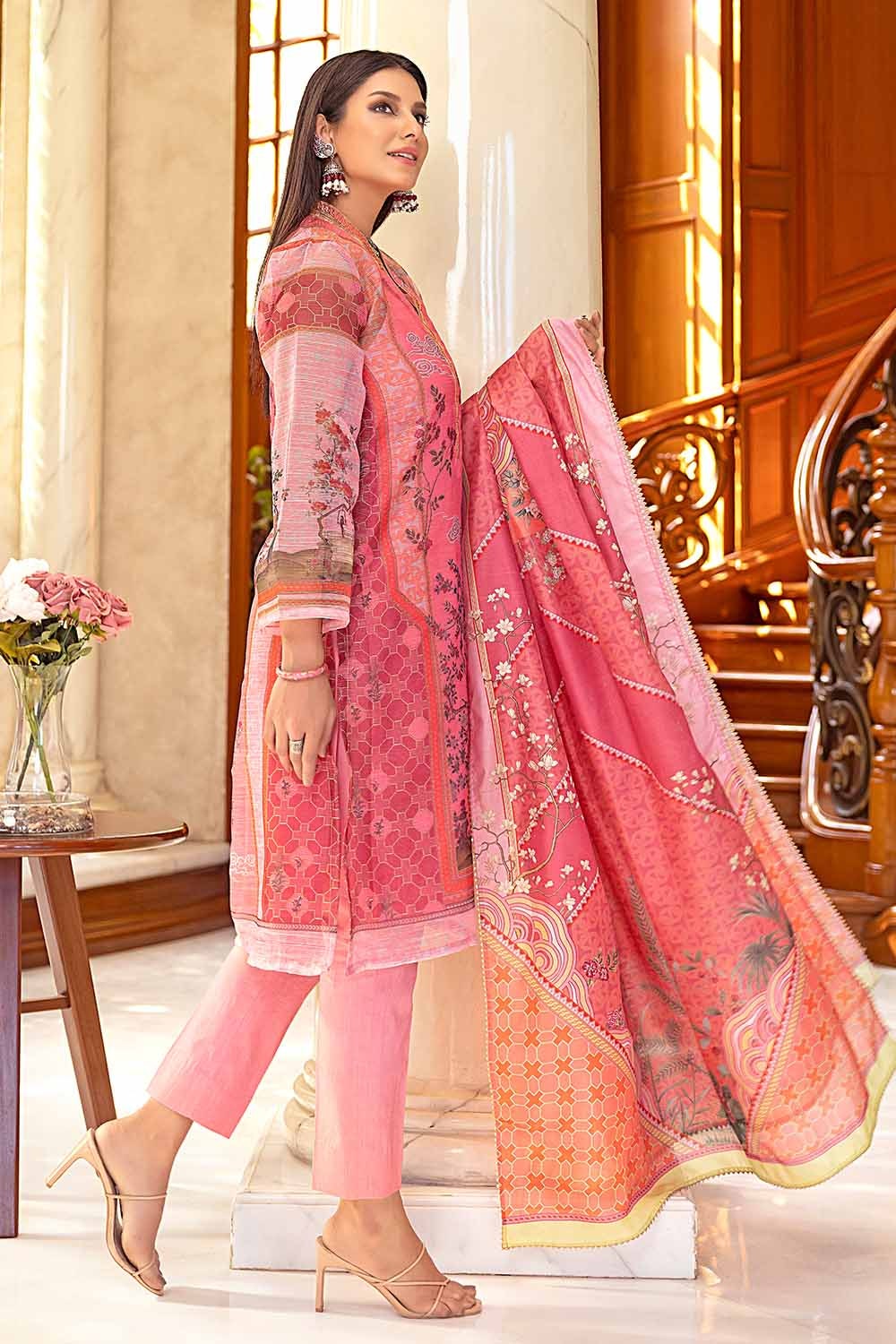 3 Piece Embroidered Silk Dupatta Unstitched Suit