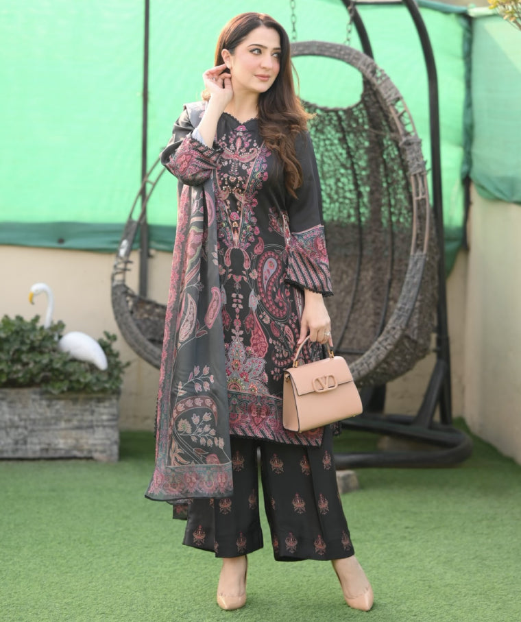 Kantha Embroidery Print Shirt (Unstitched)