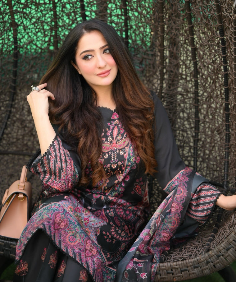 Kantha Embroidery Print Shirt (Unstitched)
