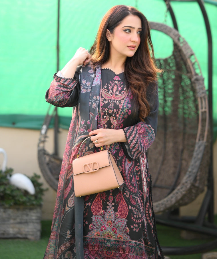 Kantha Embroidery Print Shirt (Unstitched)