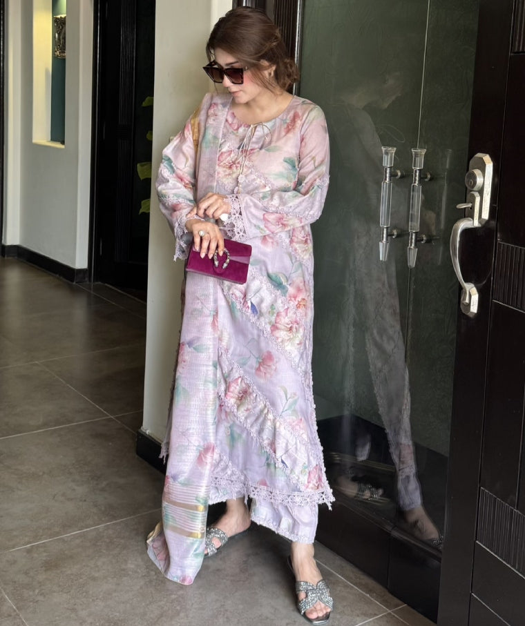 Lilac Peonies (Long) (Unstitched)