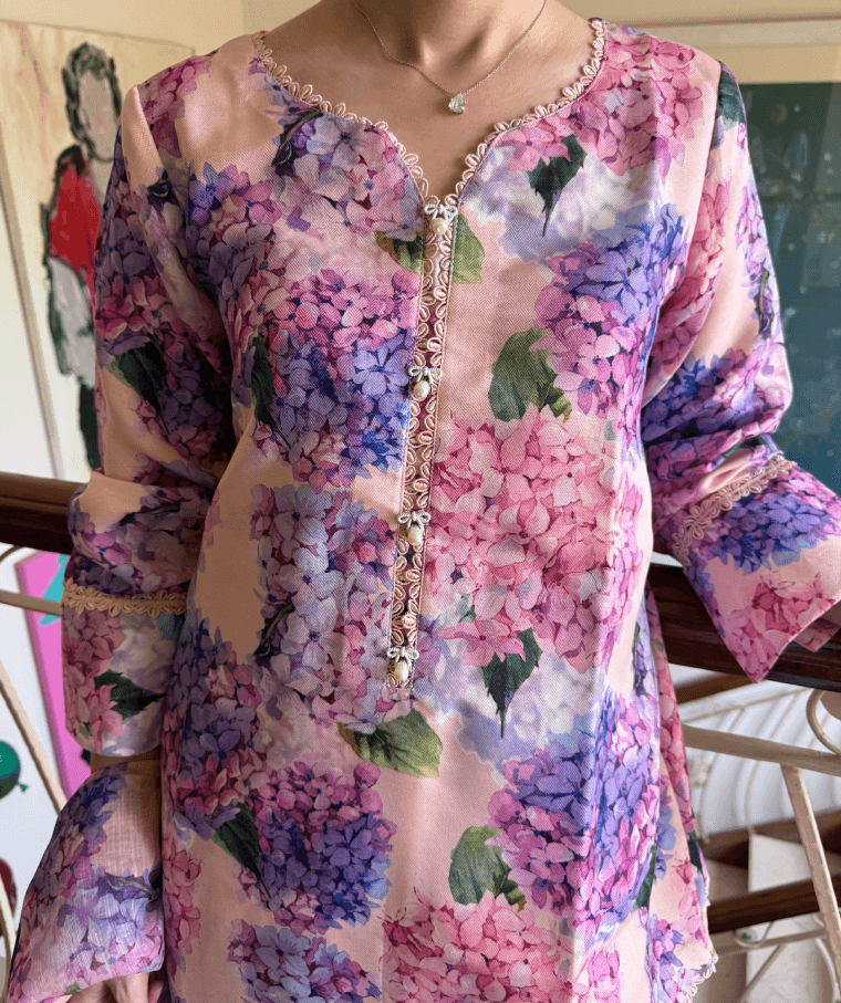 Pink and Purple Blooming Hydrangeas