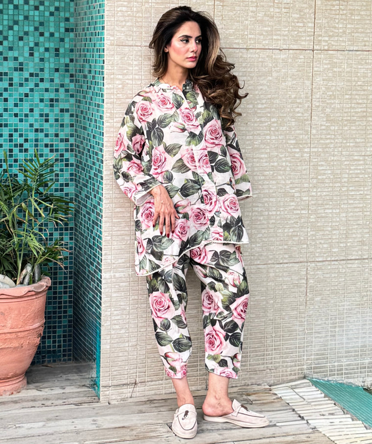 Pink Floral Elegance (Short) (Unstitched)