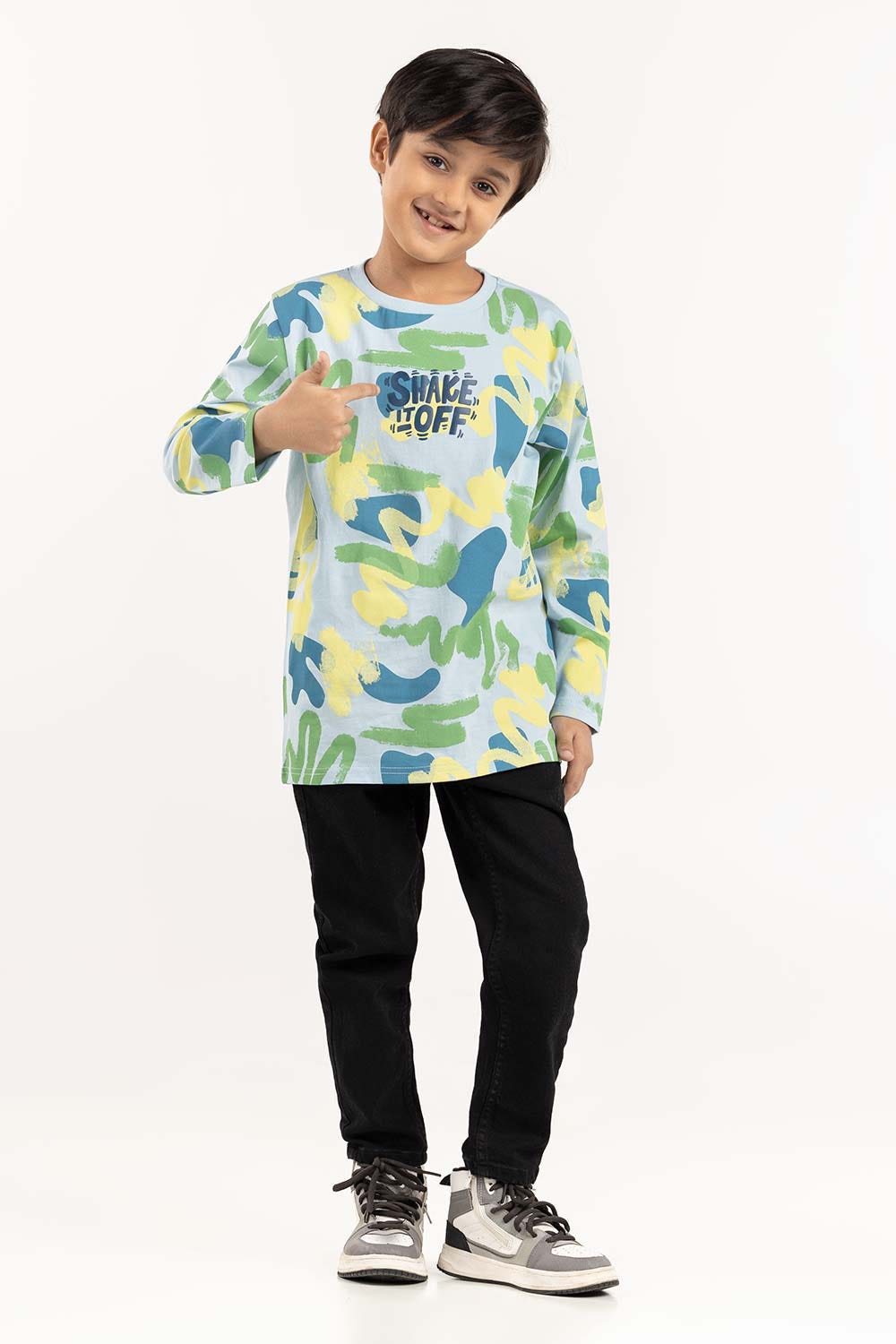 Junior Boy Ice Blue Round Neck T-Shirt 224