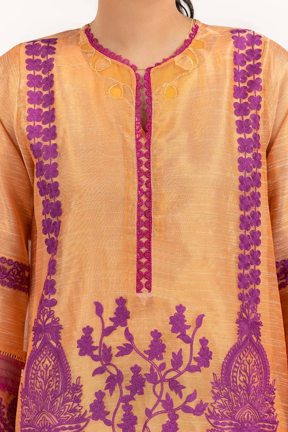 Luxury Pret Dyed Tissue Slub Embroidered Kurti