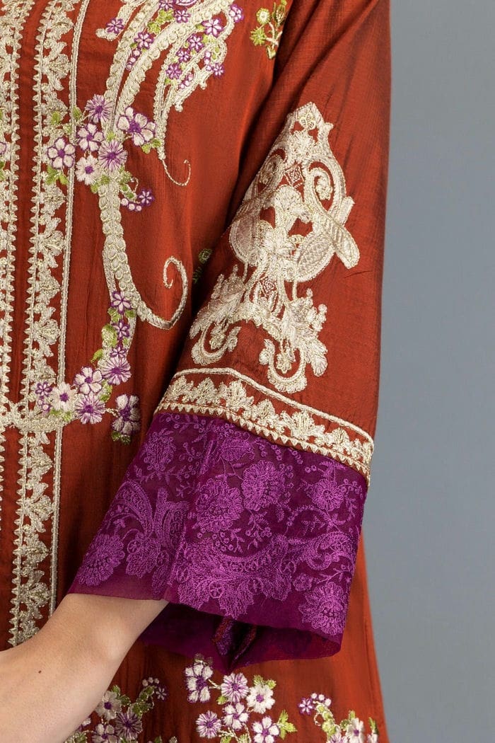 Luxury Pret Yarn Dyed Cotton Silk Kurti With Dopatta