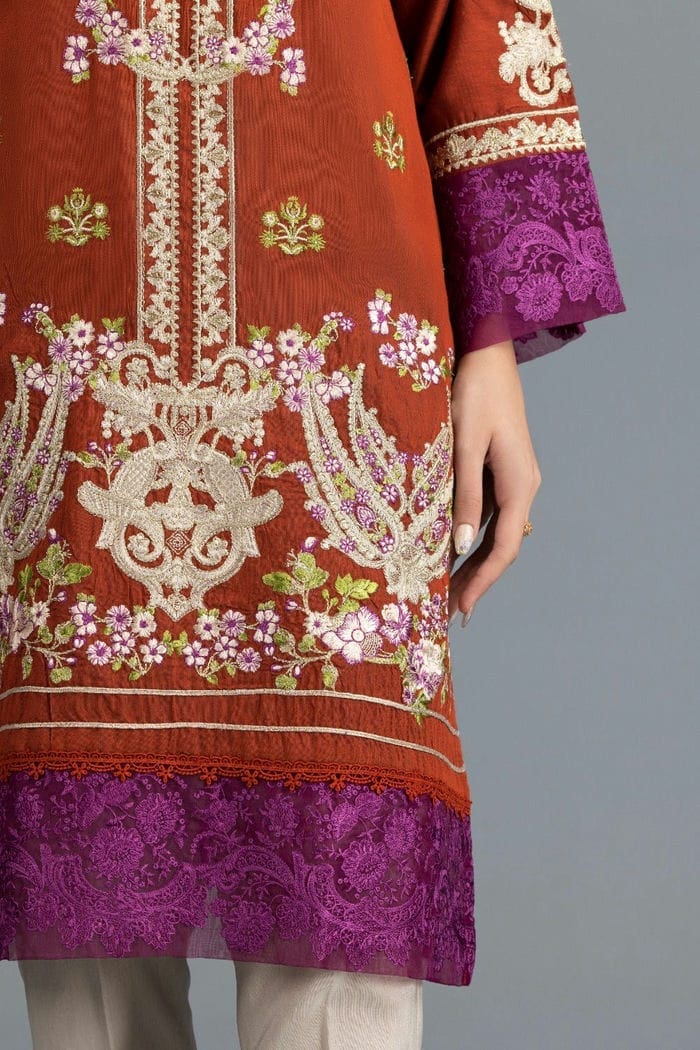 Luxury Pret Yarn Dyed Cotton Silk Kurti With Dopatta