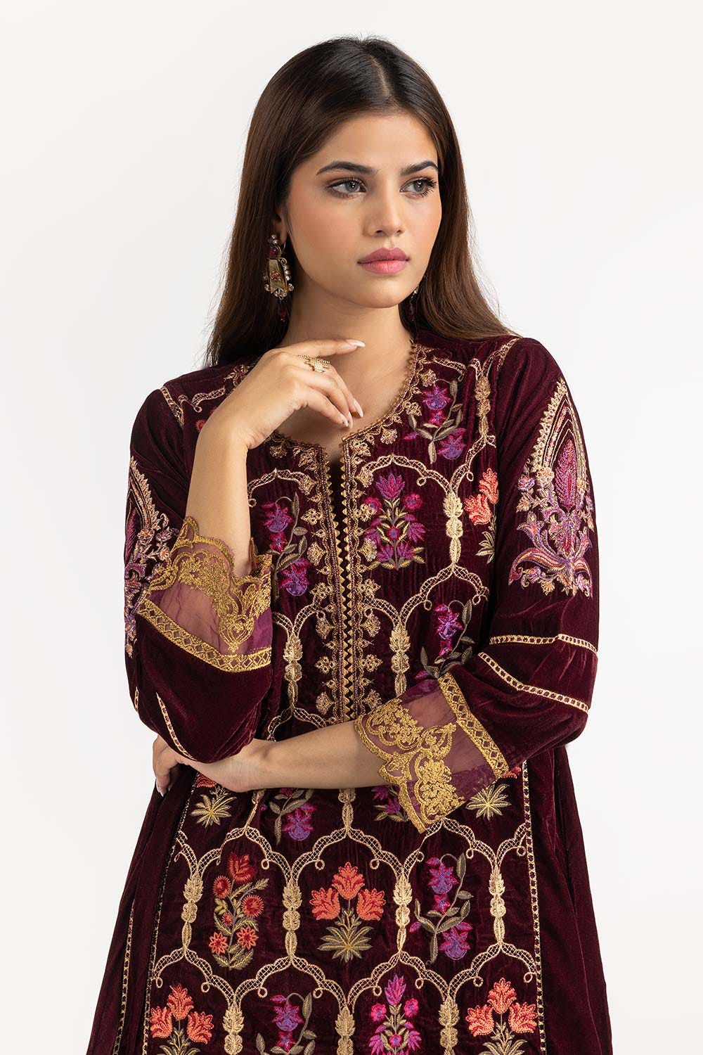 Velvet Embroidered Luxury Pret Kameez Shalwar