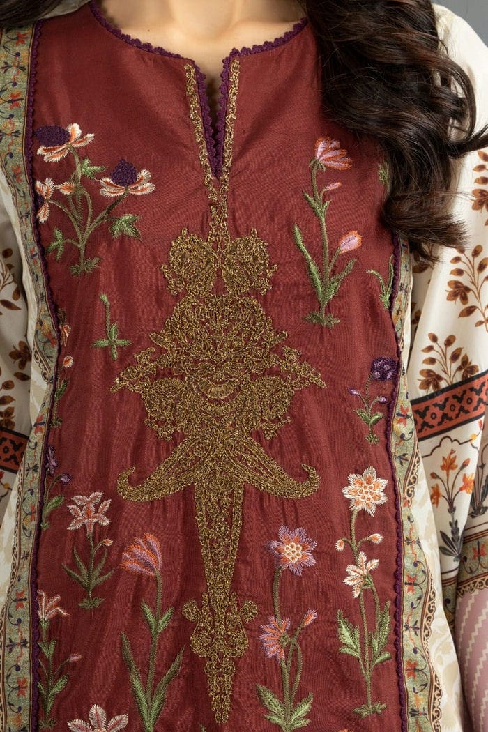 Luxury Pret Printed Poly Crepe Embroidered Shirt