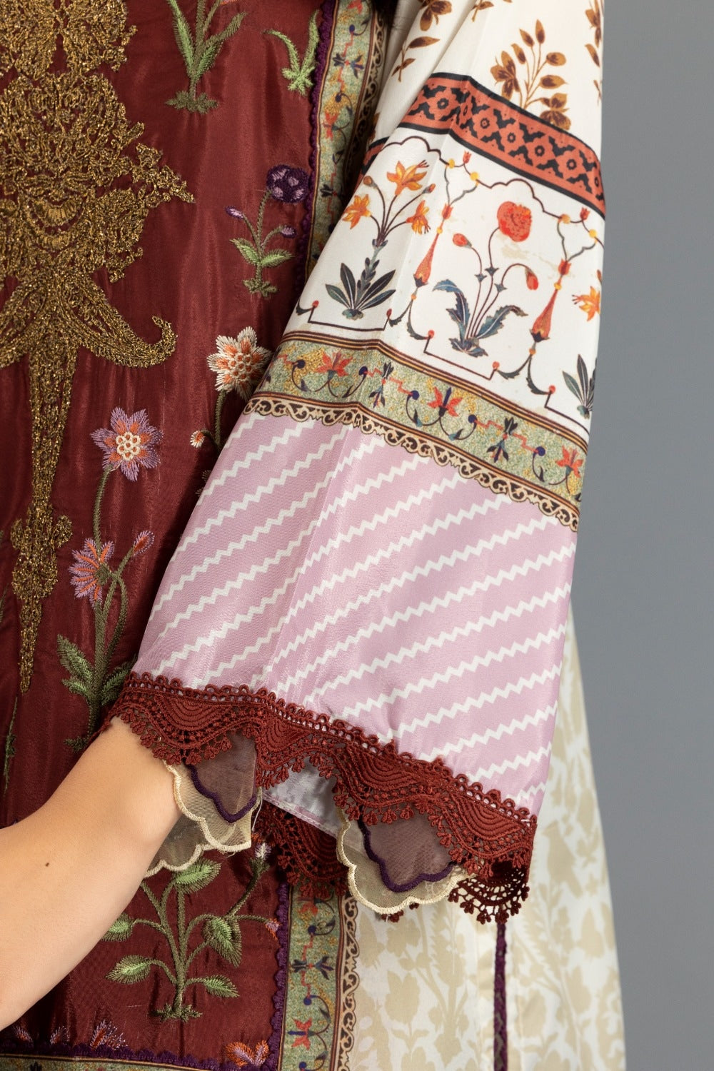 Luxury Pret Printed Poly Crepe Embroidered Shirt