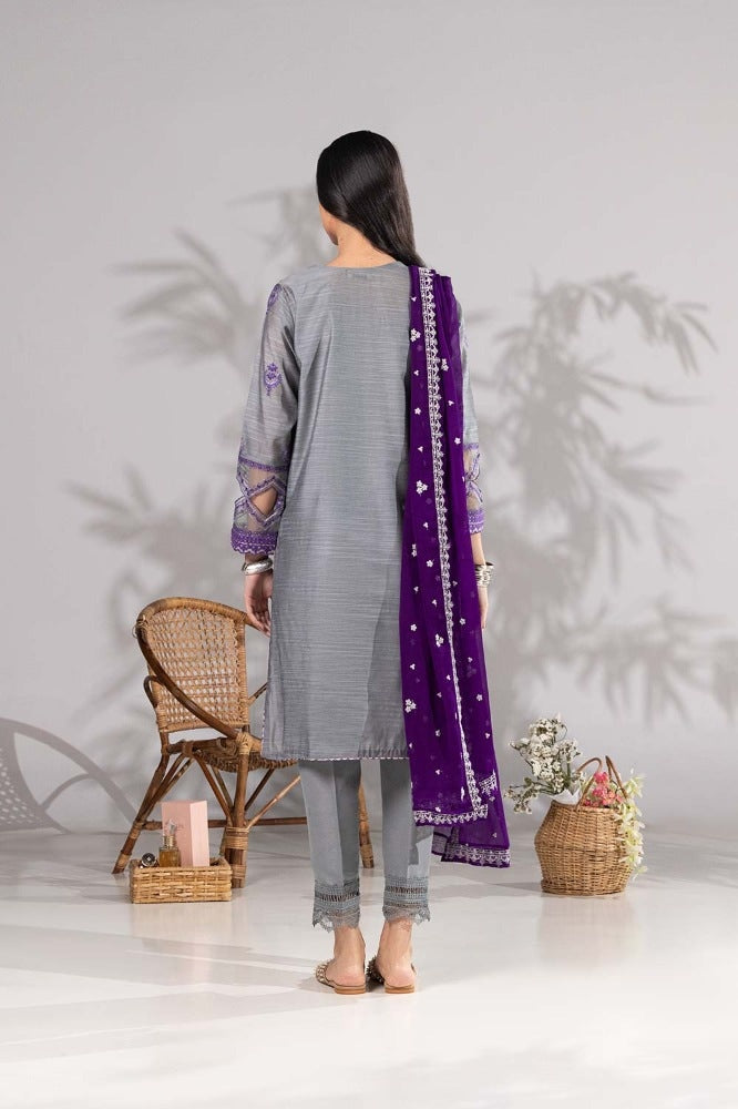 3 Piece Cotton Slub Embroidered Suit