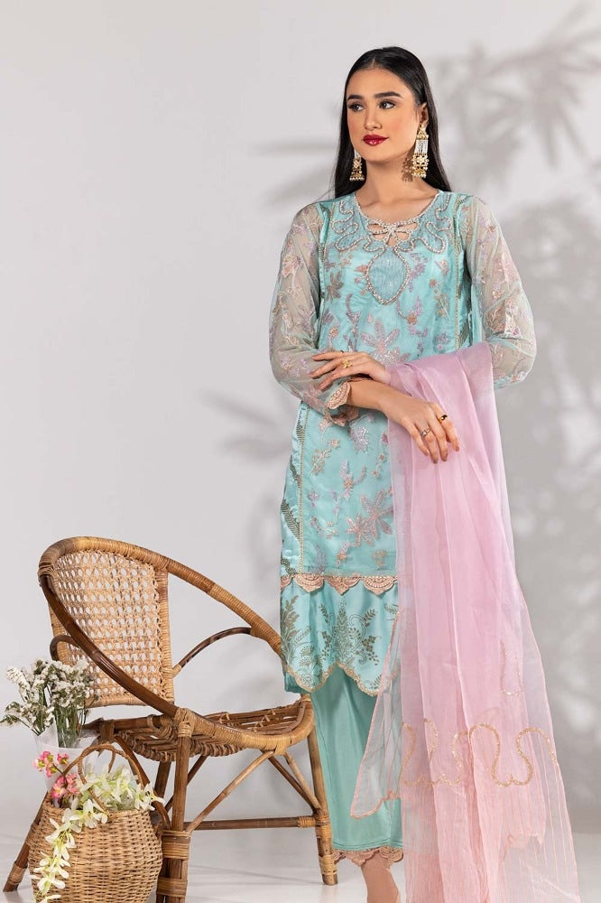 3 Piece Shamooz Silk Embroidered Suit