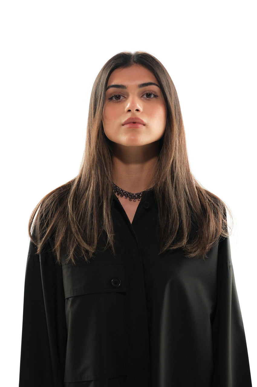 Black Cotton Dress - Minimilist Muse