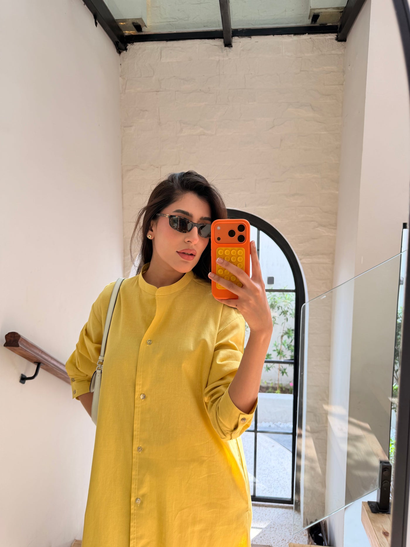 Oversized Linen Shirt Dress In Marigold