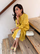 Oversized Linen Shirt Dress in Marigold