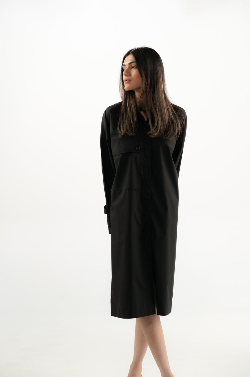 Black Cotton Dress - Minimilist Muse