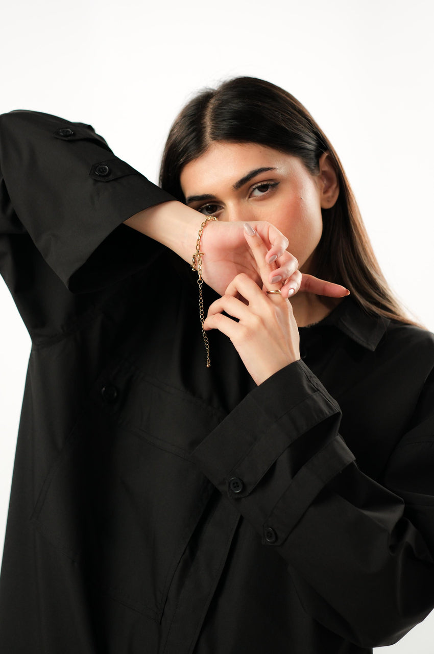 Black Cotton Dress - Minimilist Muse