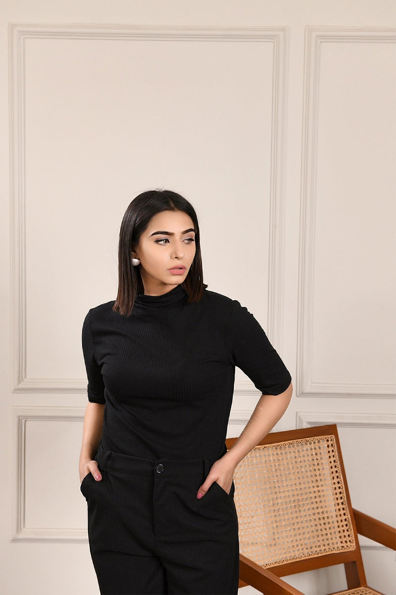 Black Ribbed Top