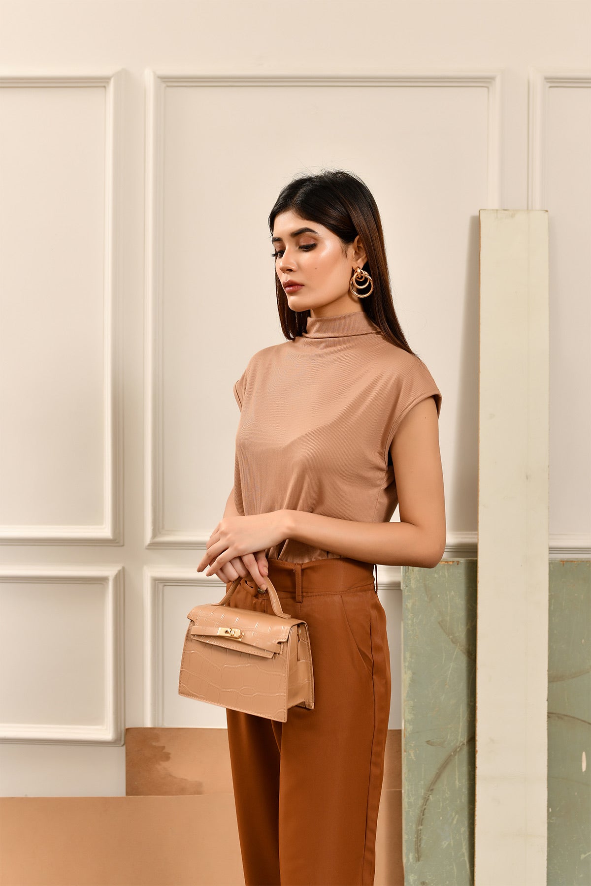 Sonya Cap Sleeves Bodycon Beige