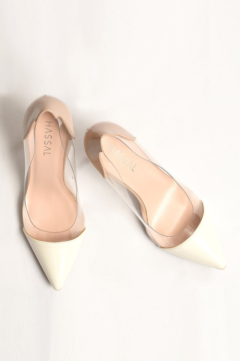 Contrast White Pvc Heels