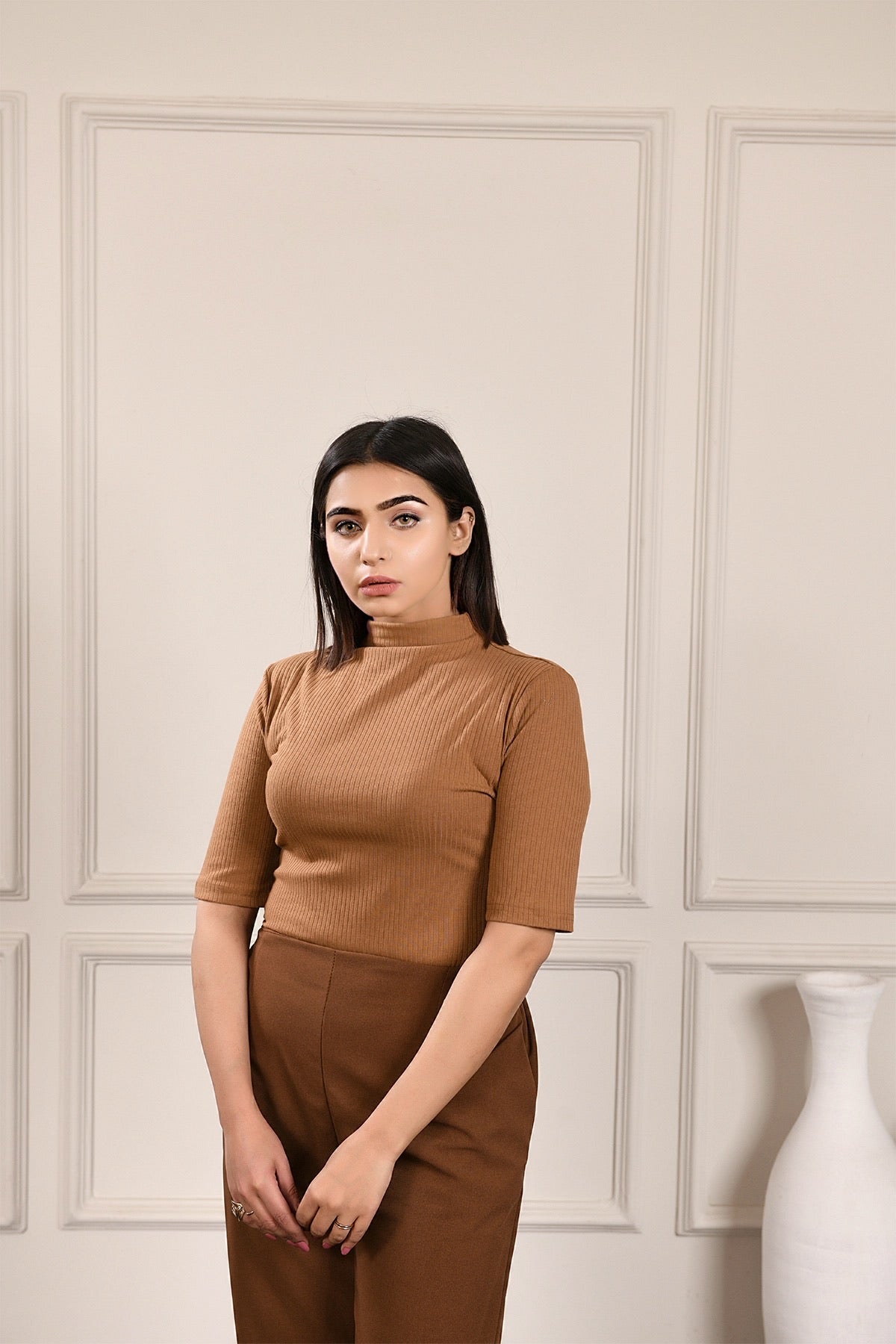 Brown Ribbed top