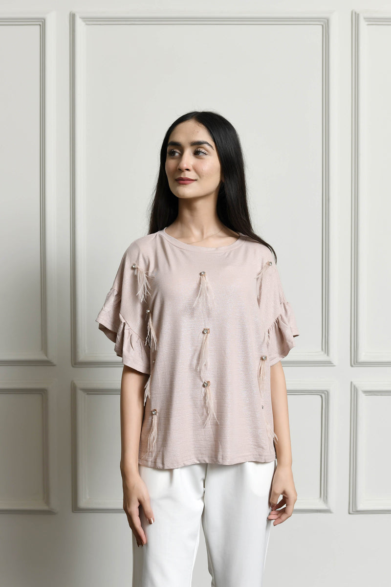 Feather Detail Top