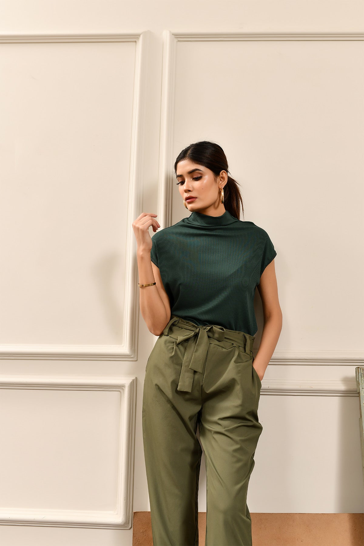 Sonya Cap sleeves Bodycon Bottle-Green