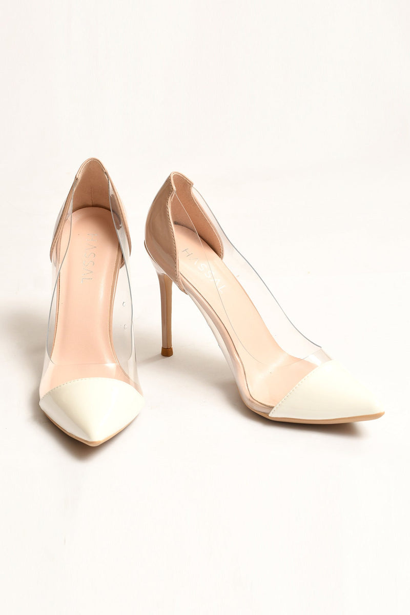 Contrast White Pvc Heels