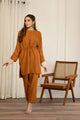 Beril Suit With Ruched Belt Tabaco