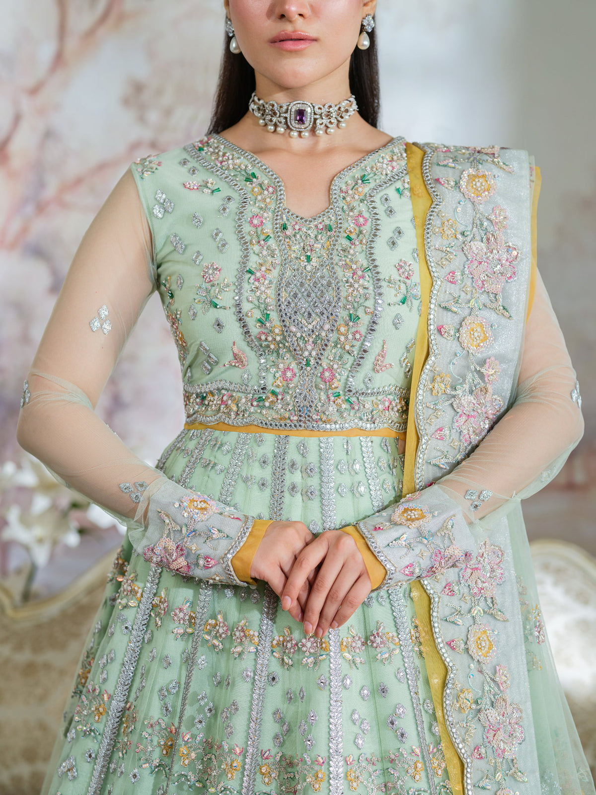 Aneelas Bridal Net Choli Lehenga 3pc [BR-10] [Dispatch Time 3 Months]