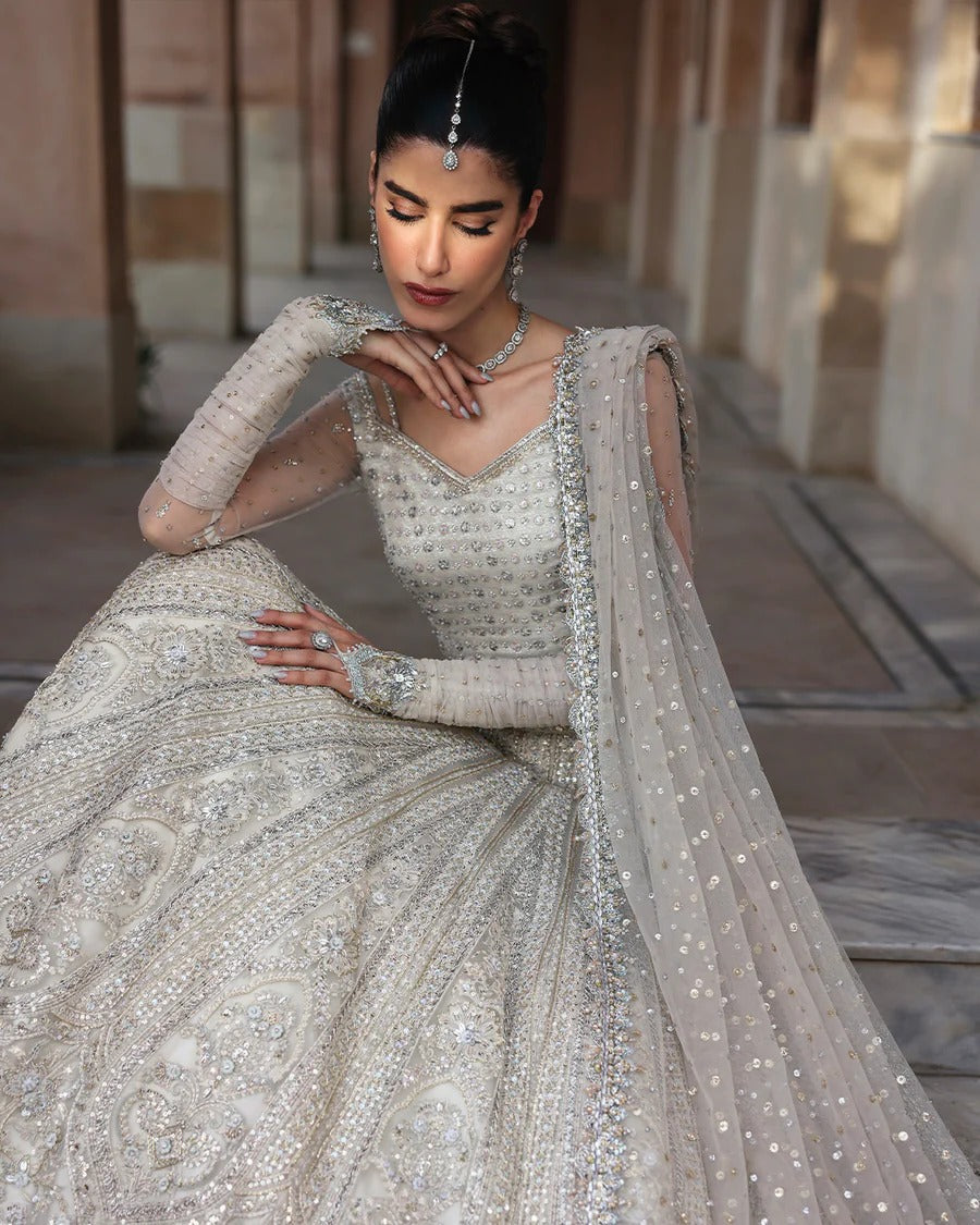 Cammi Style — Mairaz White Net Lehenga