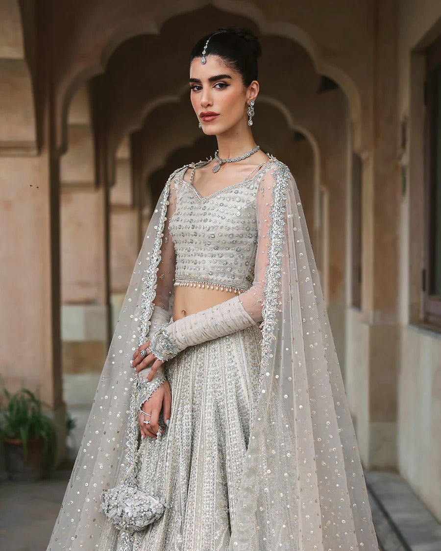 Cammi Style — Mairaz White Net Lehenga