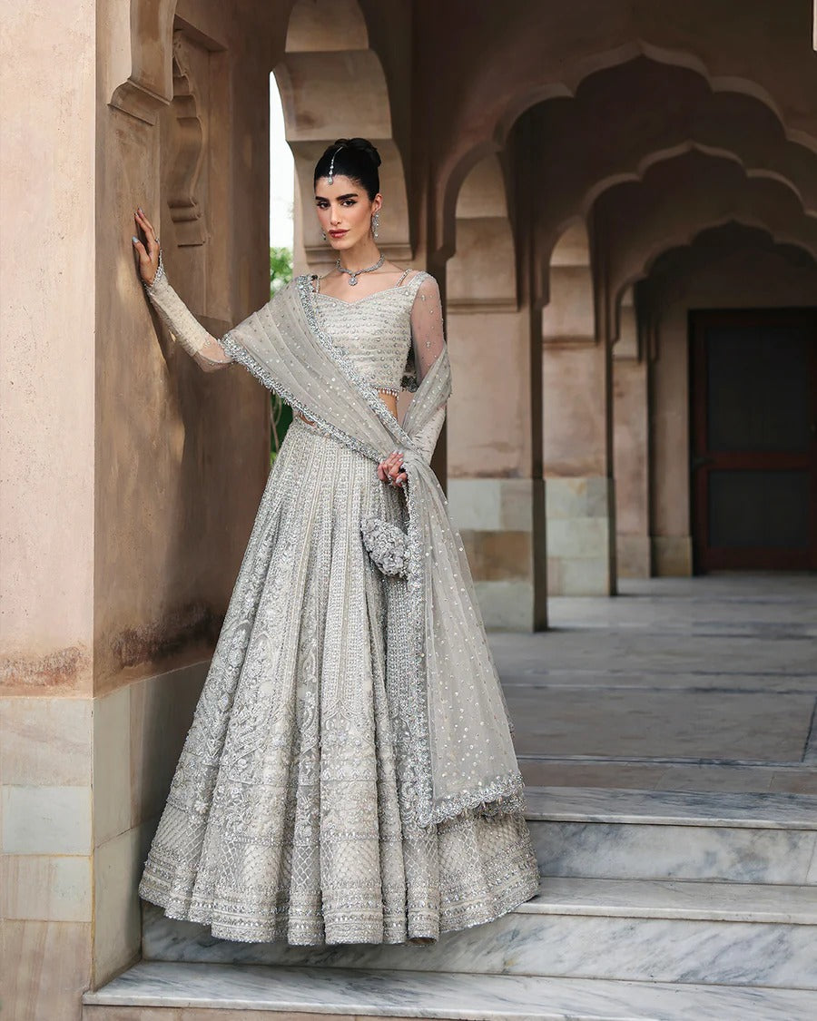 Cammi Style — Mairaz White Net Lehenga