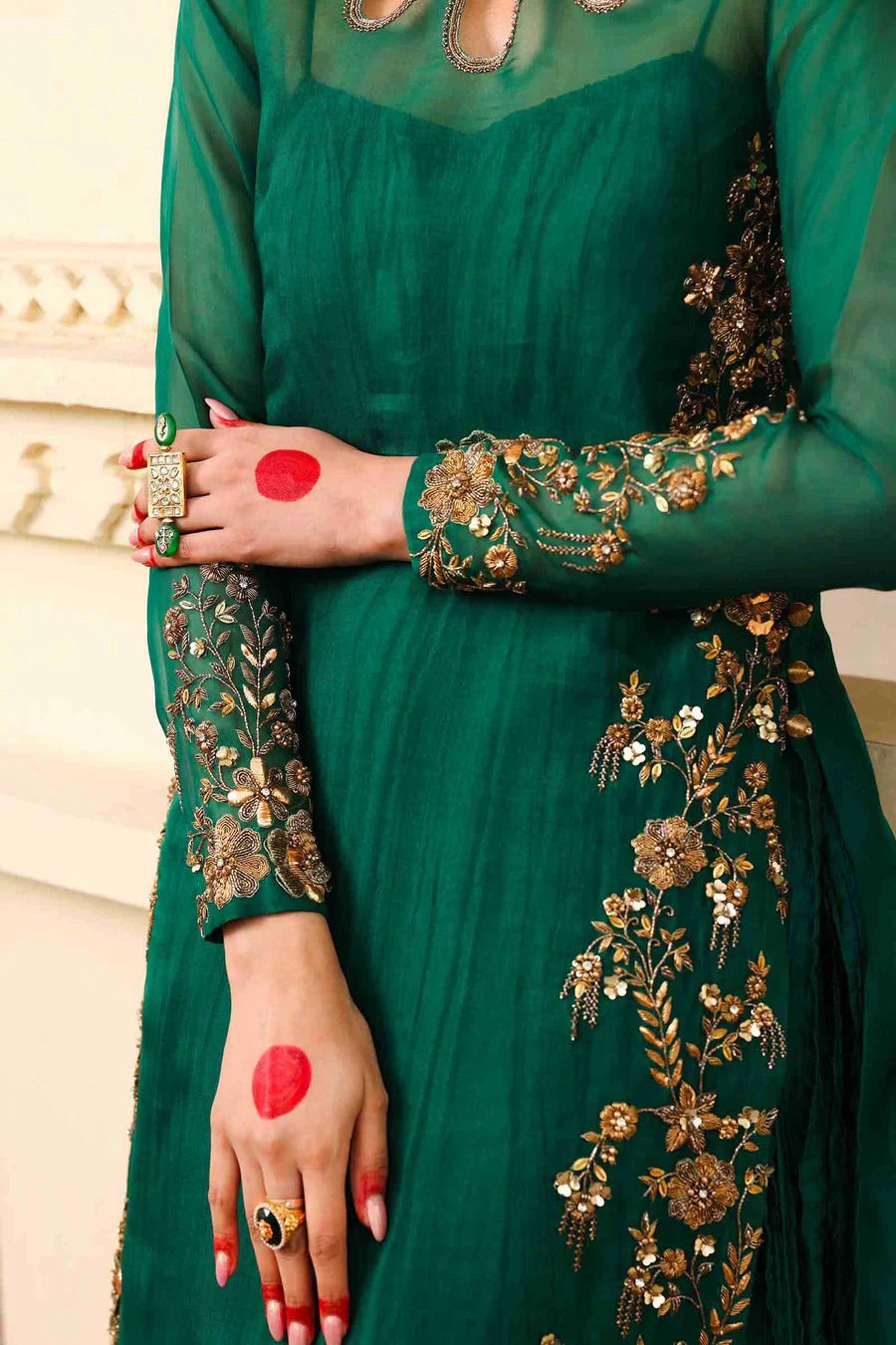 Noor-e-Sabz Style — Mairaz Emerald Green Three-Piece Suit