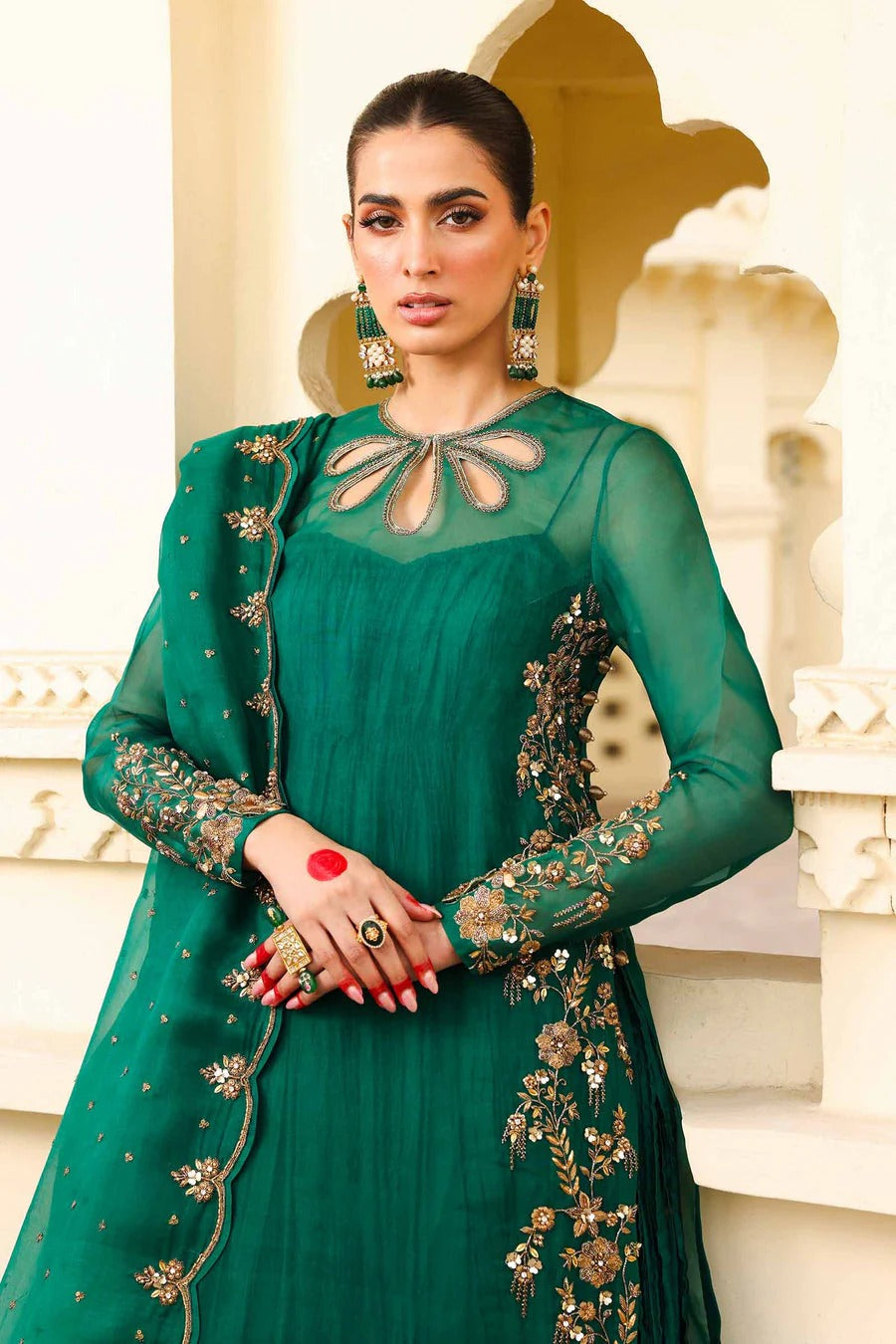 Noor-e-Sabz Style — Mairaz Emerald Green Three-Piece Suit