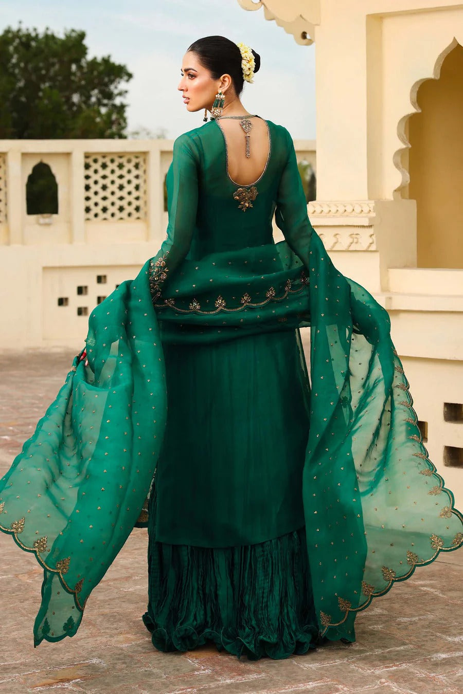 Noor-e-Sabz Style — Mairaz Emerald Green Three-Piece Suit