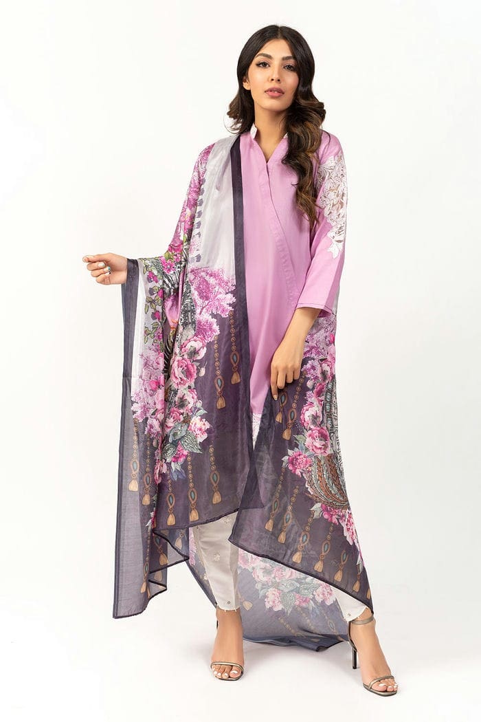 Summer Dobby Embroidered Kurta With Printed Silk Dupatta