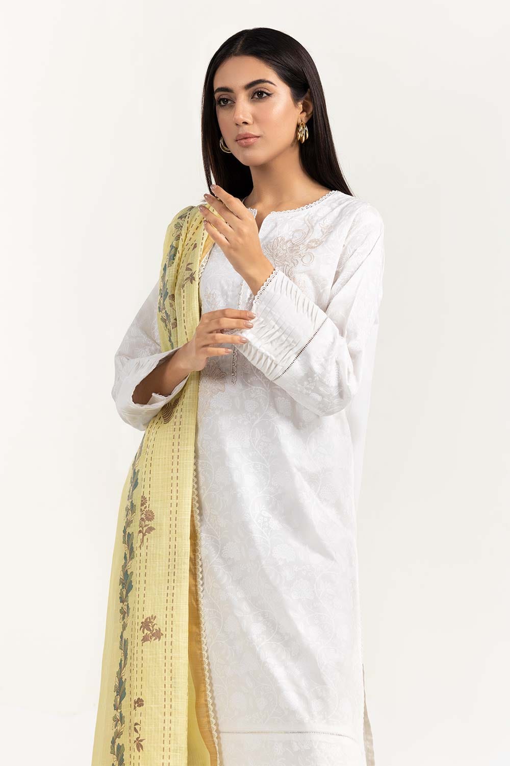 Screen Printed and Embroidered Cambric Shirt With Matching Dupatta