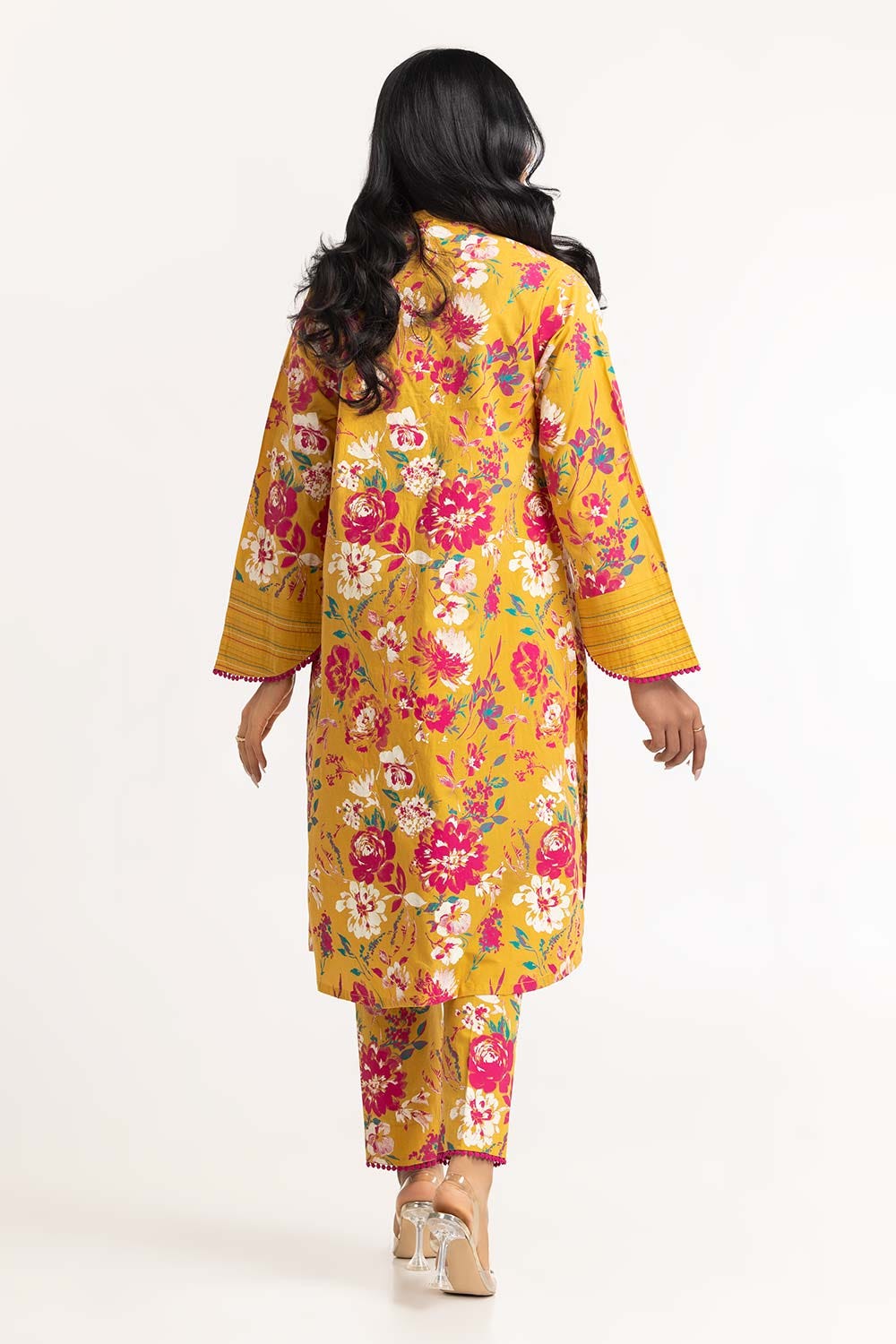 Dyed Cambric Screen Print Kurti With Trouser