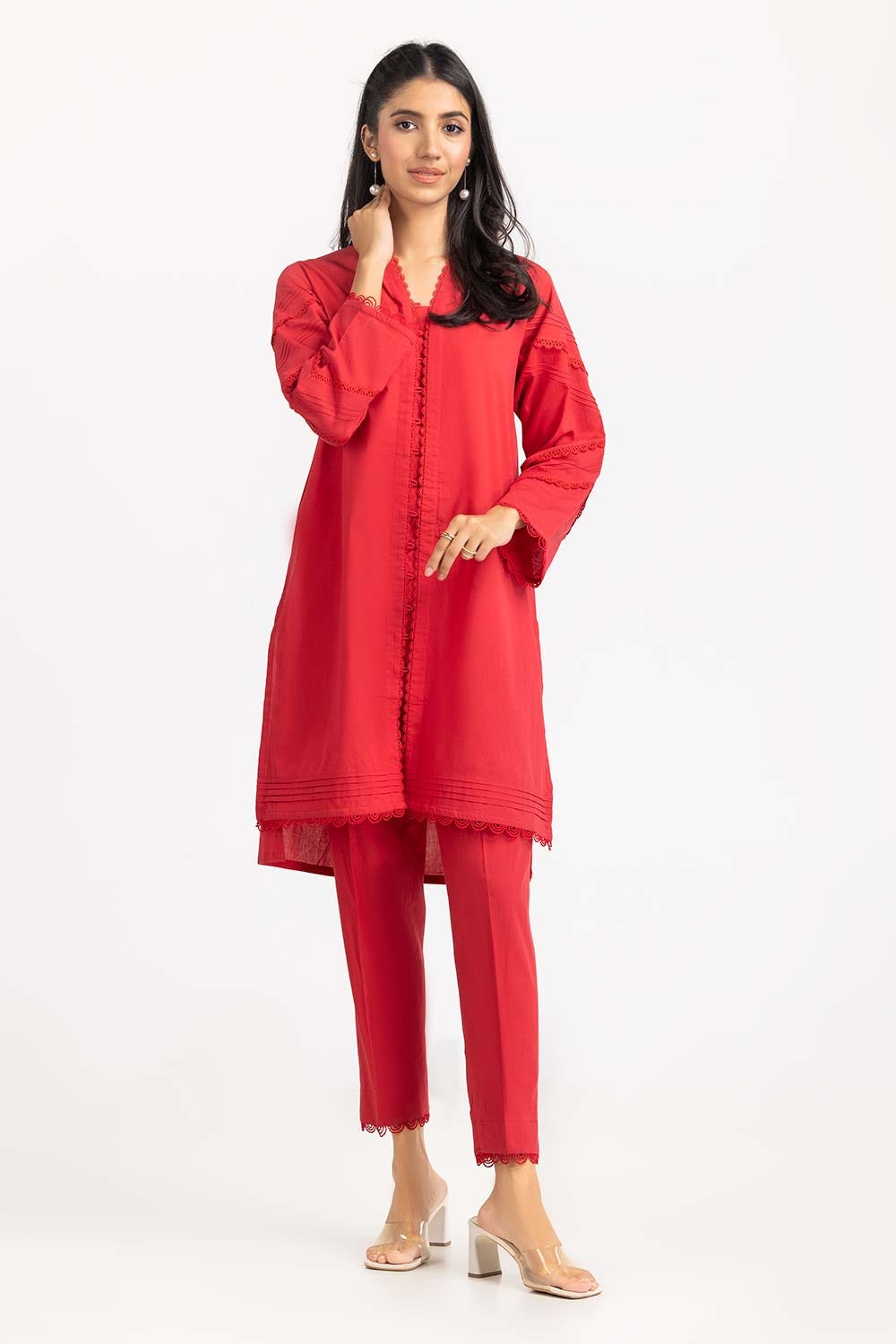 2 Piece Cambric Embellished Shirt with Trouser