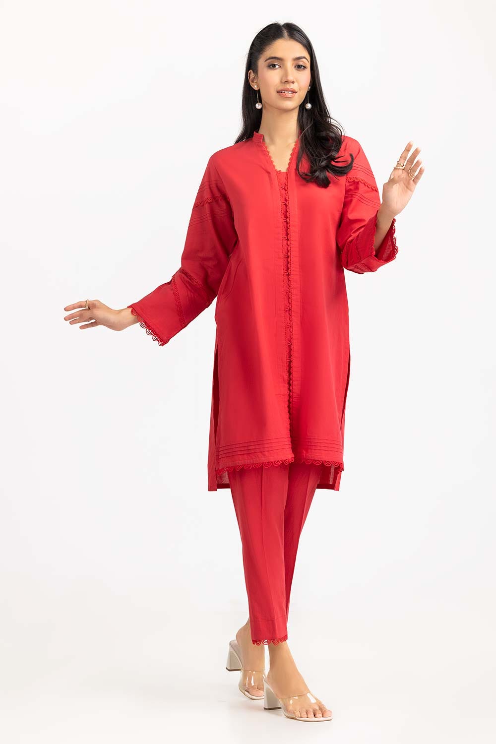 2 Piece Cambric Embellished Shirt with Trouser