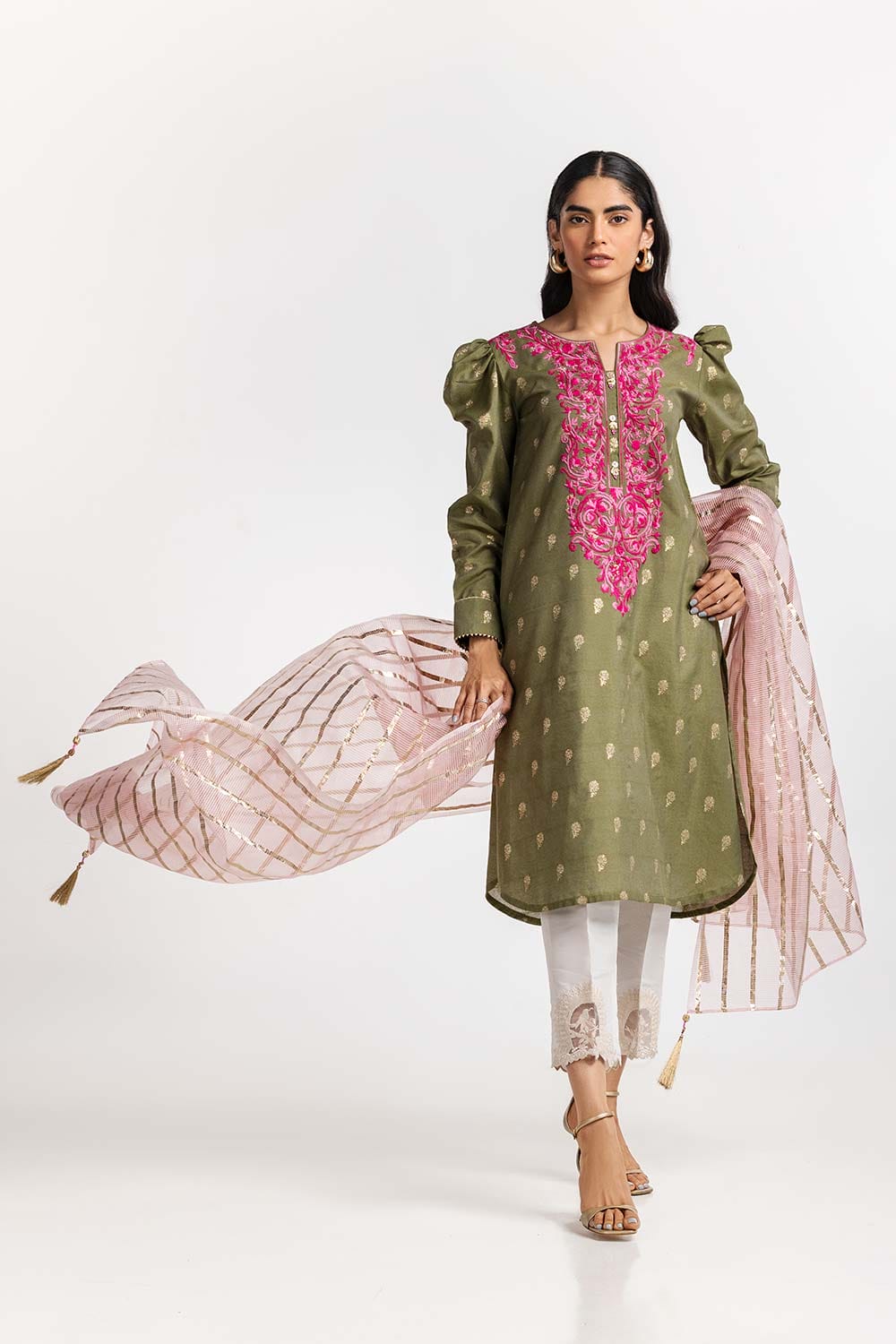 Dyed Jacquard Embroidered Shirt