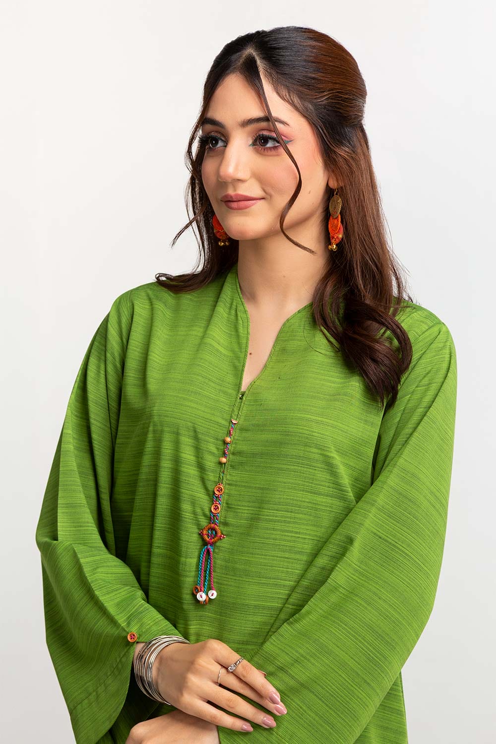 Dyed Polyester Viscose Embelished Shirt With Trouser