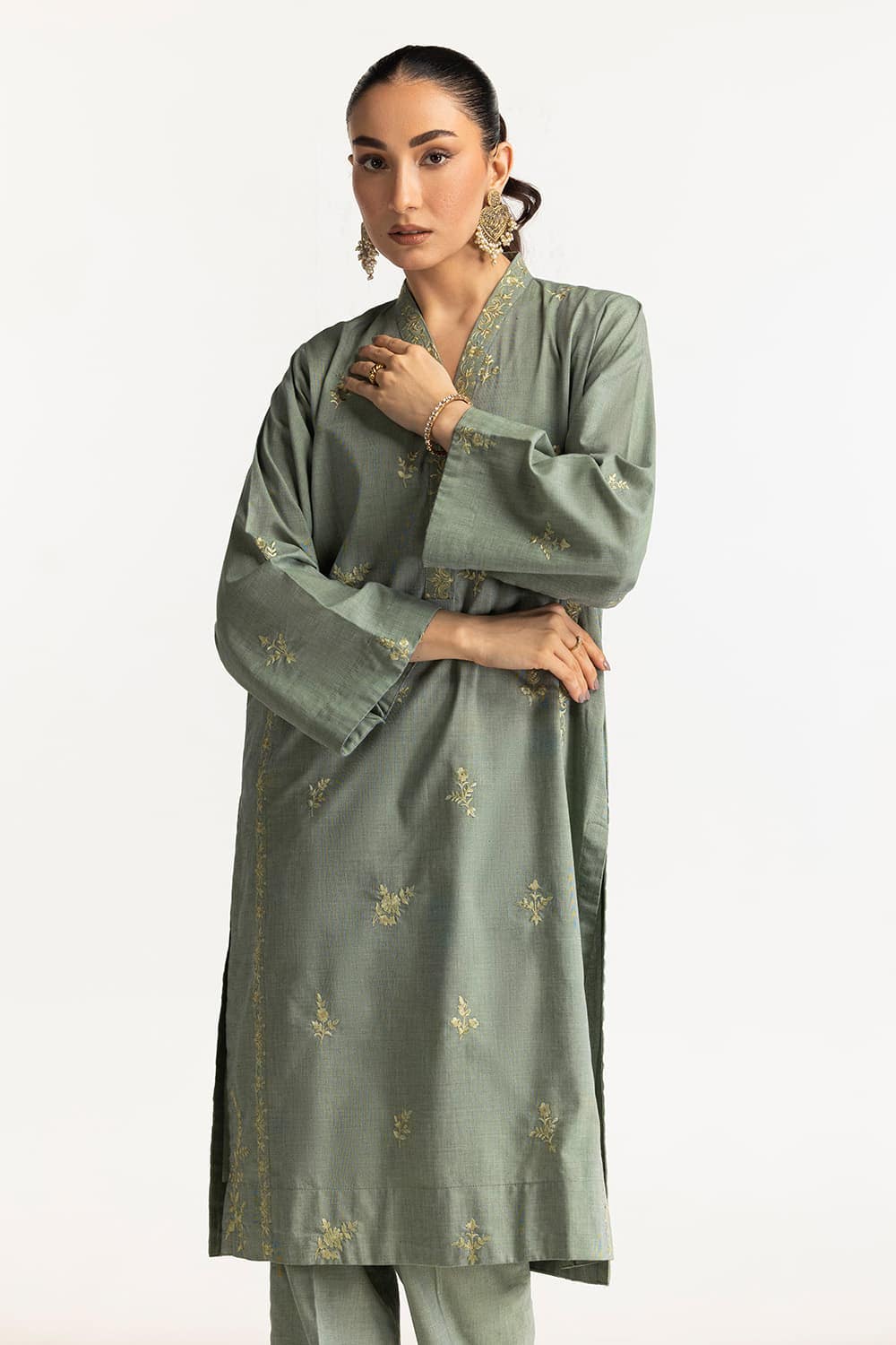 Yarn-dyed Embroidered Co-Ord Set