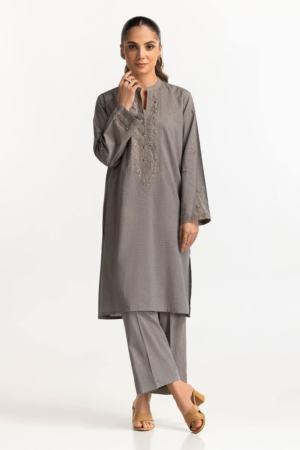 Yarn-dyed Embroidered Co-Ord Set