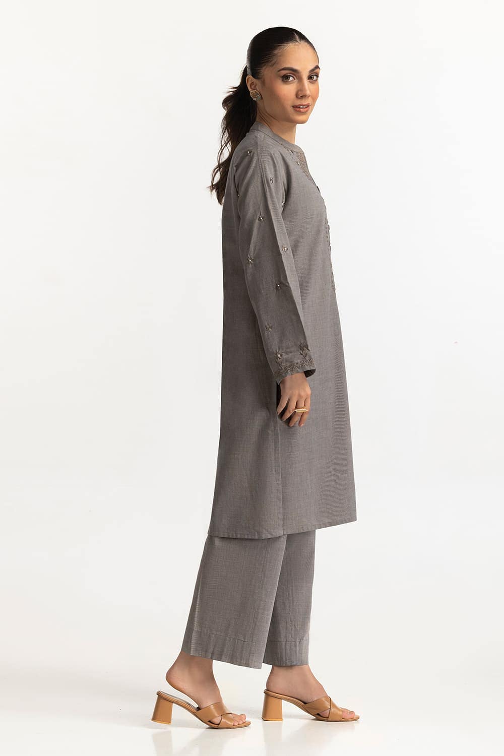 Yarn-dyed Embroidered Co-Ord Set