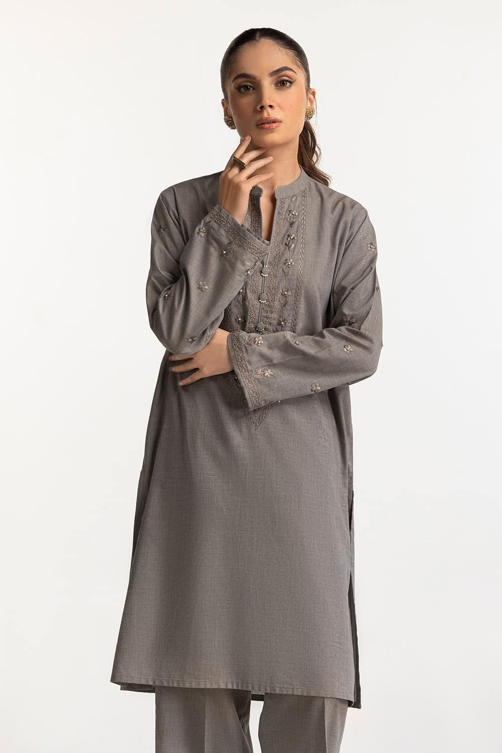 Yarn-dyed Embroidered Co-Ord Set