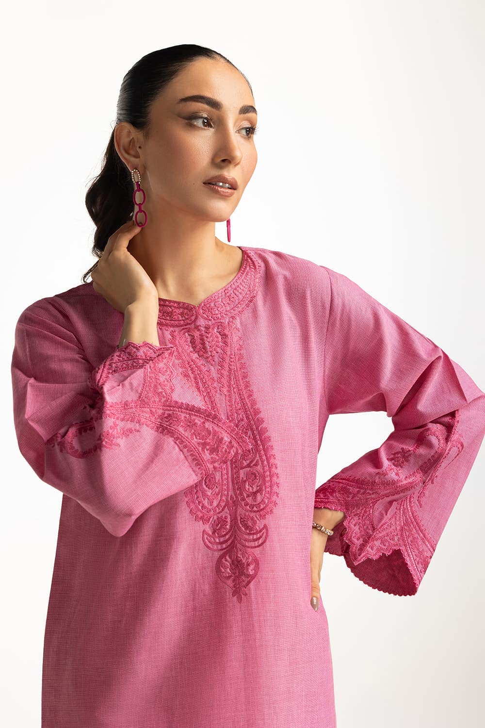 Yarn-dyed Embroidered Co-Ord Set